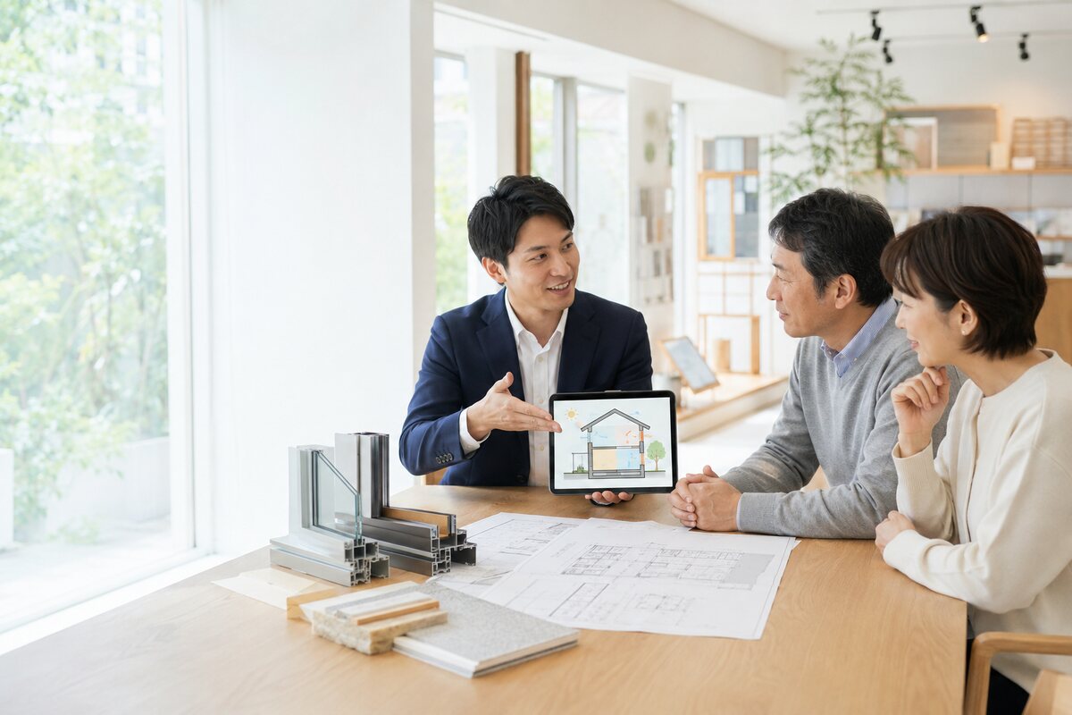 住宅省エネリフォームについて相談するご夫婦